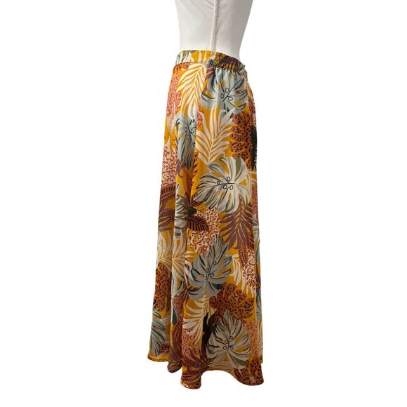 Mix Nouveau Womens Bohemian Tropical Maxi Skirt Elastic Waist Lightweight Size M - Picture 2 of 8